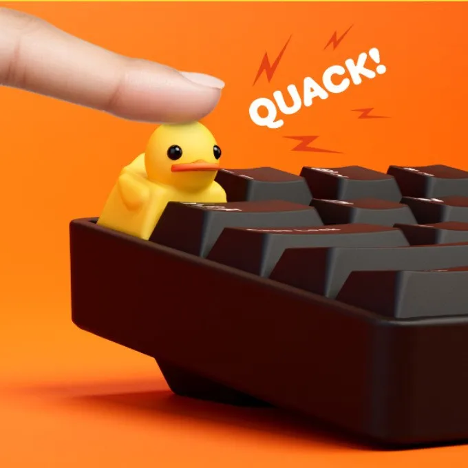 GEFENSI Personalized Decompression Small Fat Duck Keycap 1 Cute Yellow Duck Keycap Resin Cross Axis Suitable For Mechanical Keyb