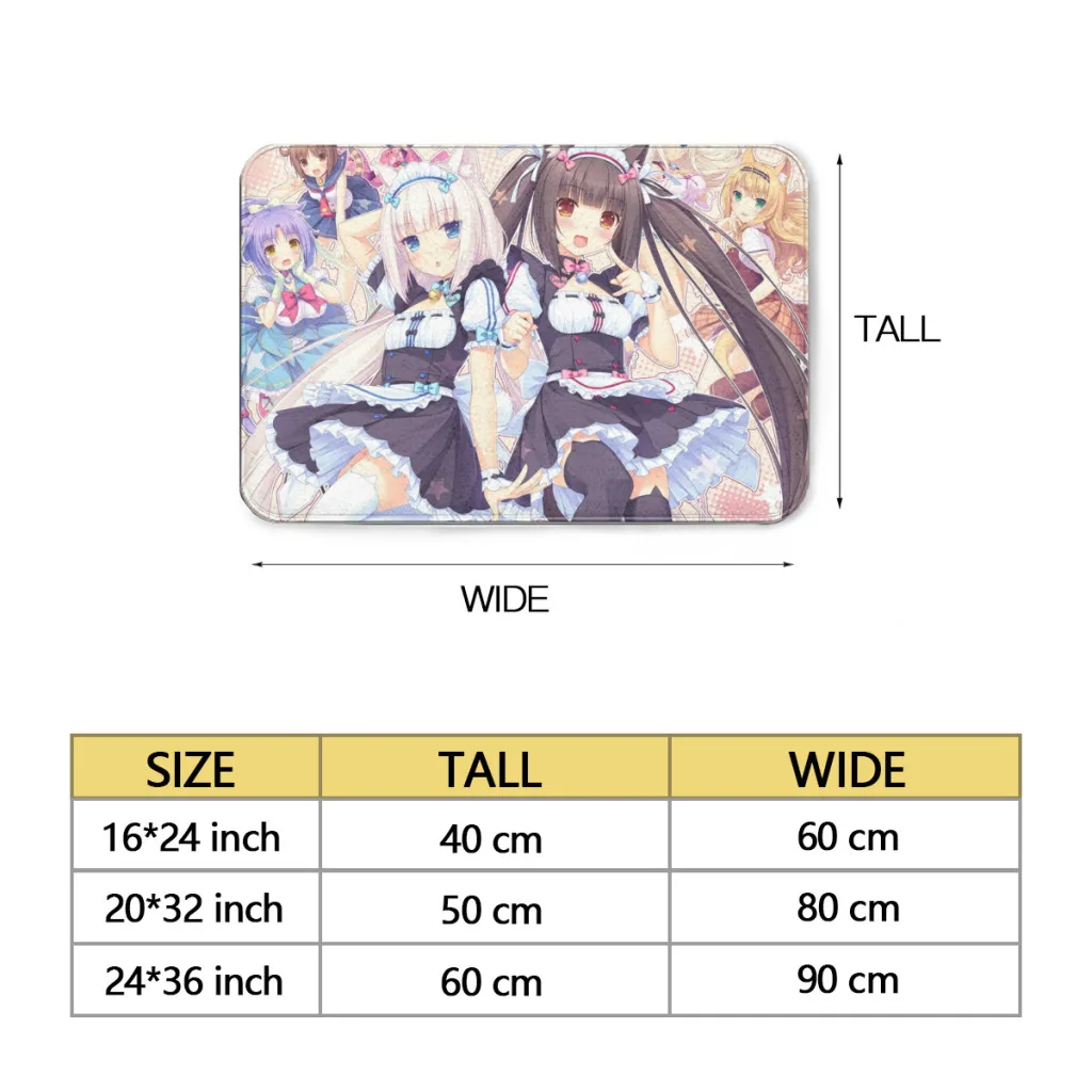 Anime Nekoparas Kawaii Cute Living Room Rug Carpet Flannel Slip Mat Decor Aesthetic Dressing