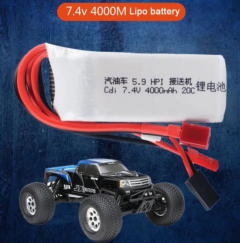 7.4V 4000mAh 20C 20C Cdi receiver Lipo battery for HPI XL OCTANE 5.9 1/8 Big Foot Remote Controlled Car Model