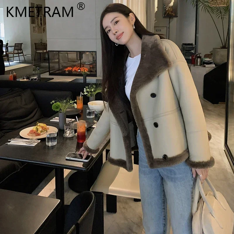 Natural Merino Fur Coat for Women 2024 Winter Short Stand Collar Real Leather Jacket Motorcycle Fur Coats Chamarras Para Mujeres