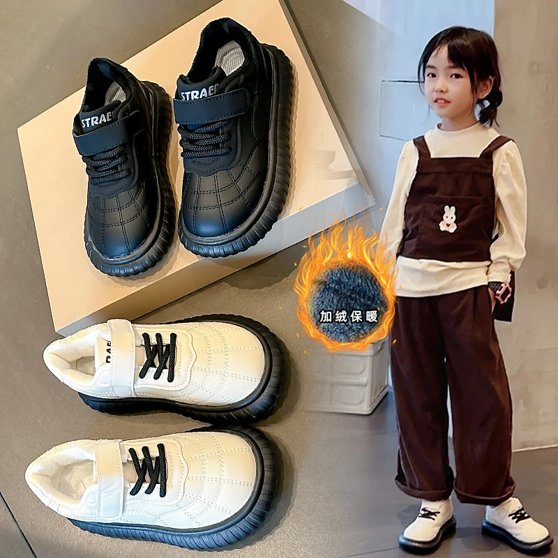 

Детская обувь на плоской подошве, классическая детская повседневная обувь с мягкой подошвой, замшевая теплая обувь с круглым носком, зима 2025 года, модная студенческая обувь в корейском стиле