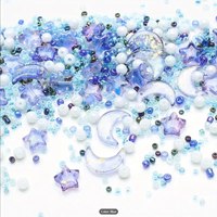 Moon Star Collision Gradient Mixed Pendants Porcelain White AB Crystal Glass Beads DIY Bracelets Necklaces Jewelry Making