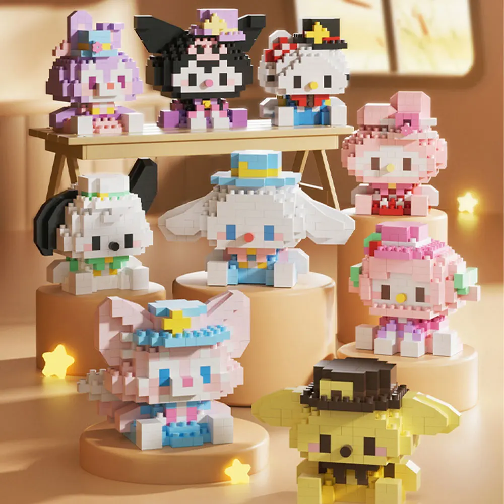 Cinnamoroll Building Blocks Kawaii Kuromi Puzzle Mosaic Anime Animals Miniature Ornaments Cute Panda Christmas birthday Gift