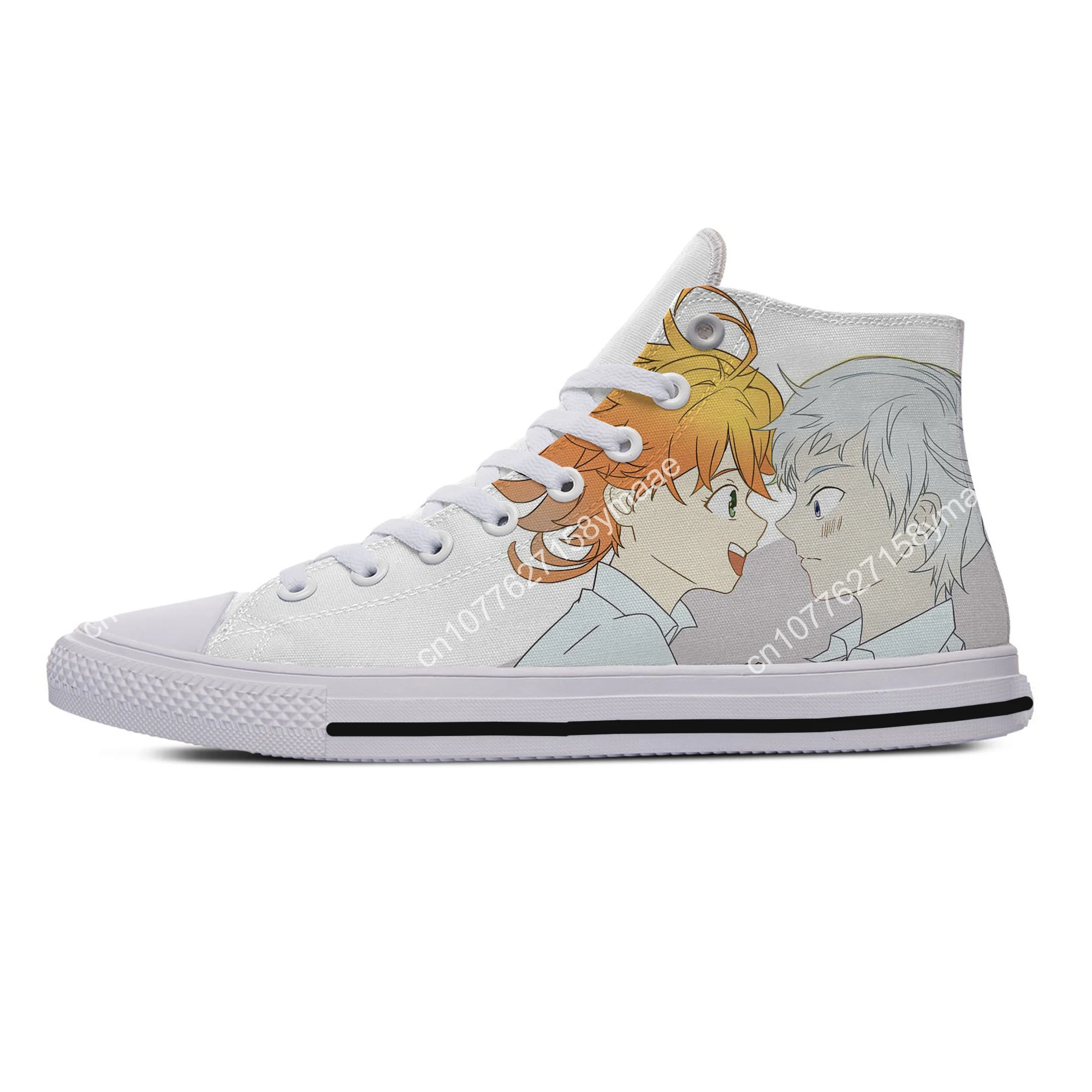 Hot Cool Summer Anime The Promised Yakusoku No Neverland Emma Ray Norman Women Men Lightweight Fashion High Help Canvas Shoes
