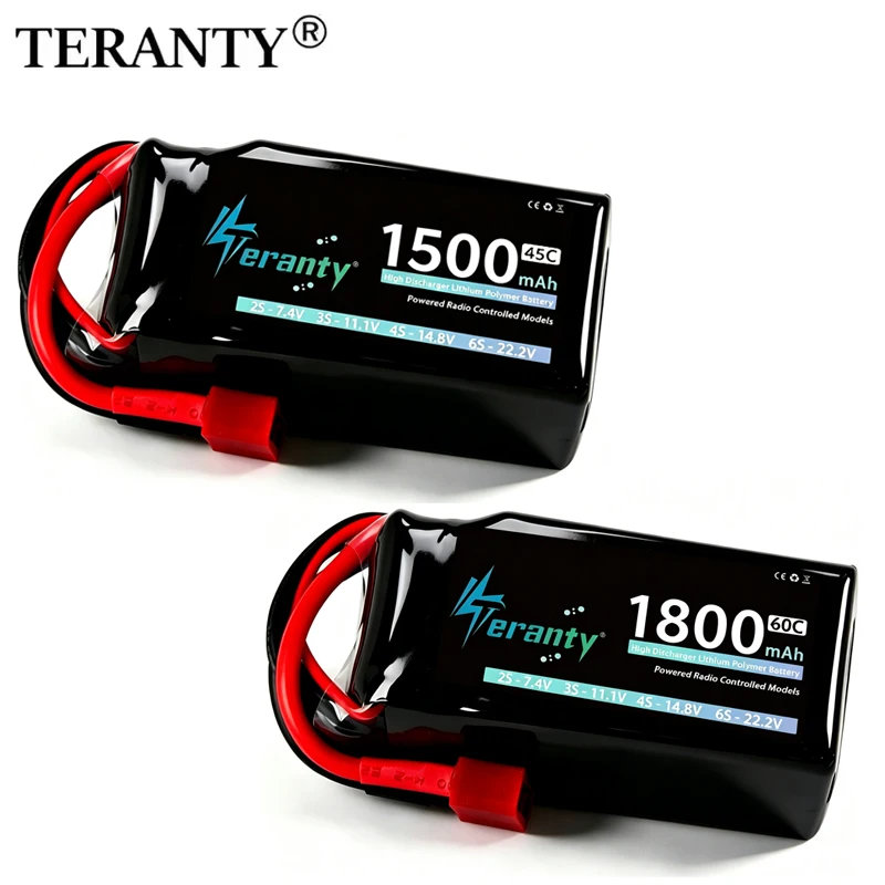 2 Stück TERANTY Lipo-Akku 3S 1500mAh 1800mAh 11,1V 45C&60C Softcase mit T/XT30XT60-Stecker für RC-Auto, LKW, Drohne, Flugzeug, Hobby