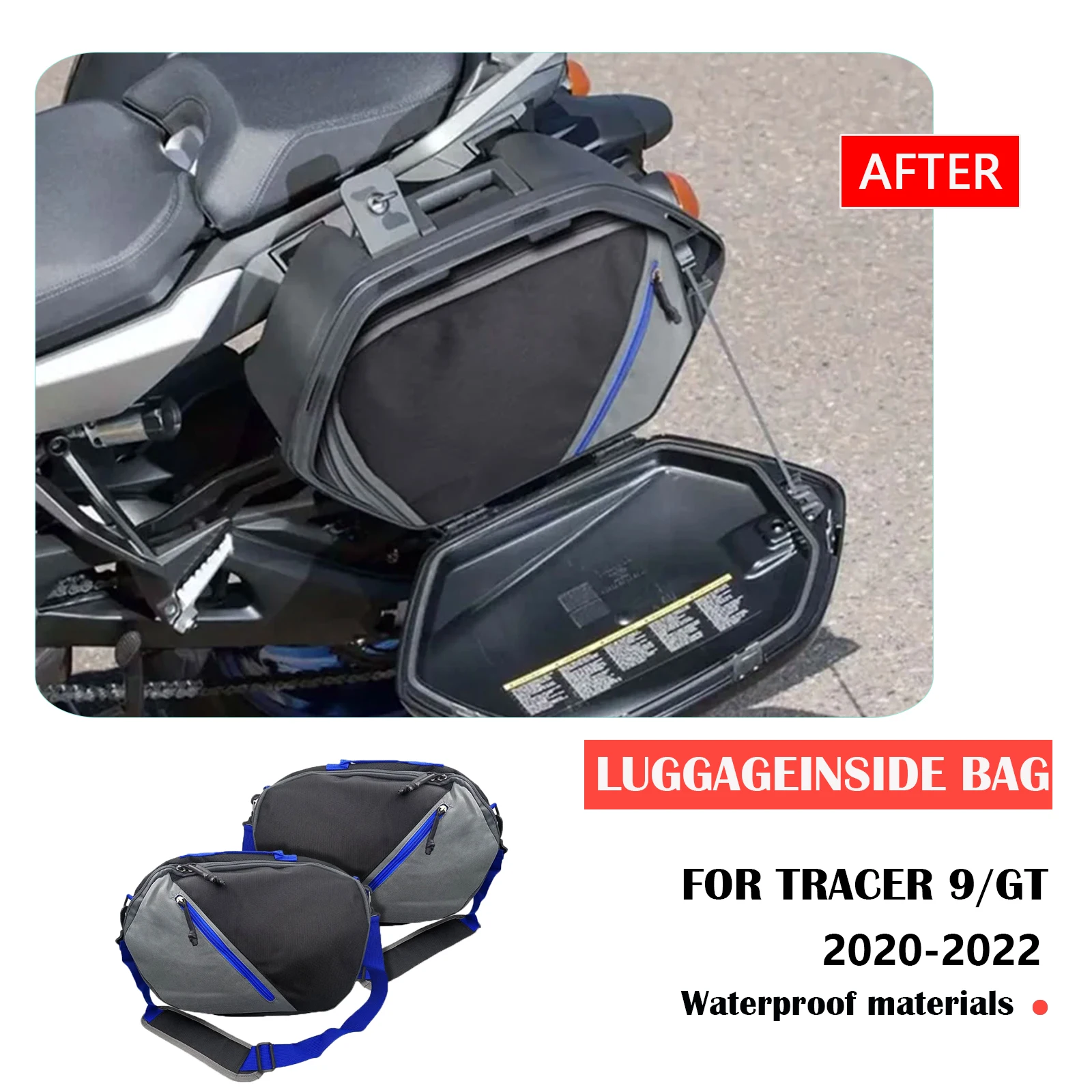 For Yamaha Tracer 9 GT TRACER 9GT Motorcycle Luggage Bags Black Expandable Inner Bags Tracer9 GT Tracer900 2020 2021 2022