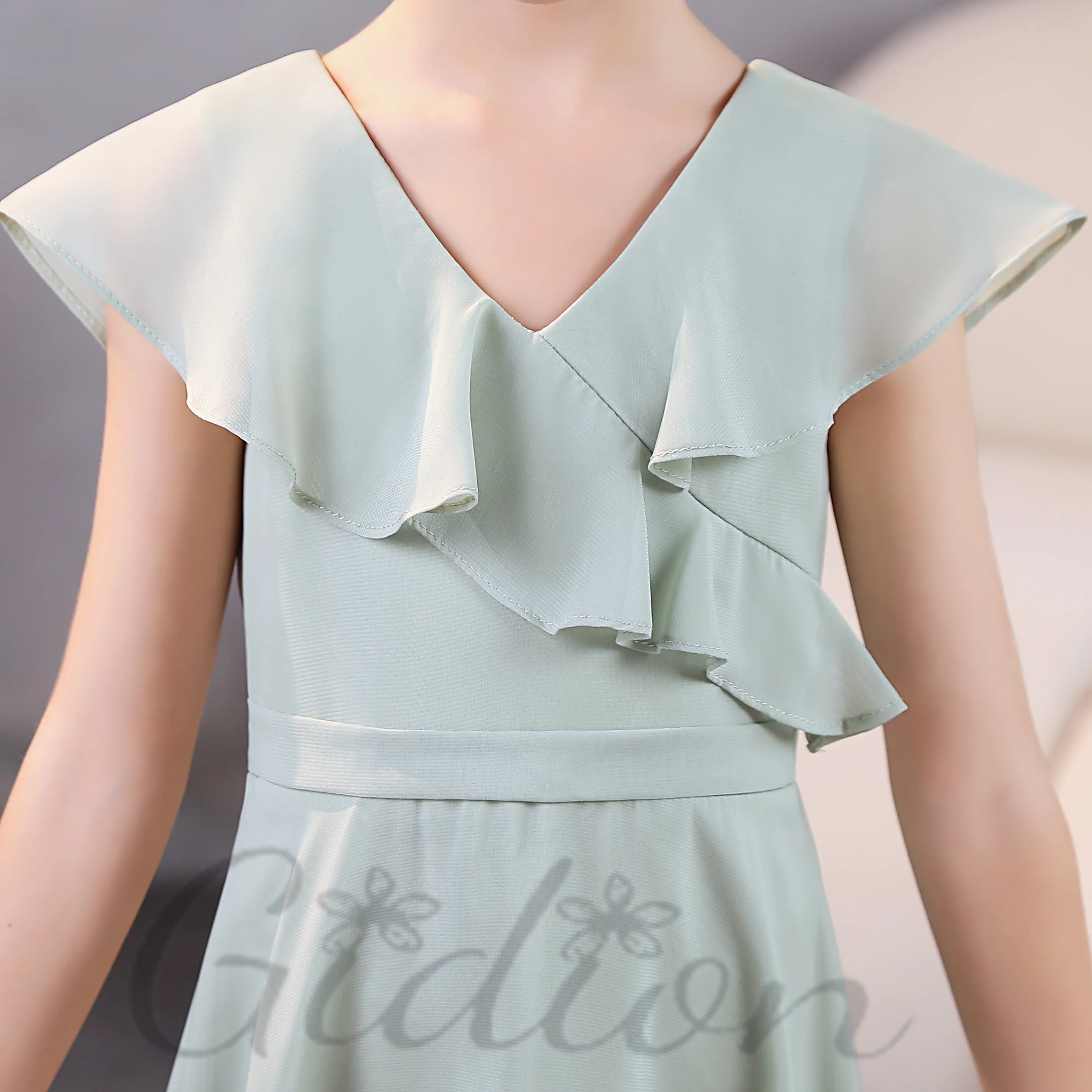 Open-Back Chiffon Junior Brautjungfer Kleid für Kinder Hochzeit Fest Feier Abschluss ball Nacht Bankett Event Ball Abendkleid Abschluss ball