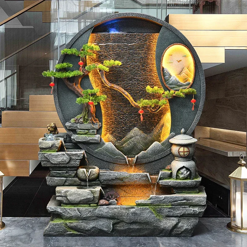 Fountain Water Curtain Wall Subareas Screens Living Room Landscape Decoration Fountain Fengshui Wheel Floor Landscape