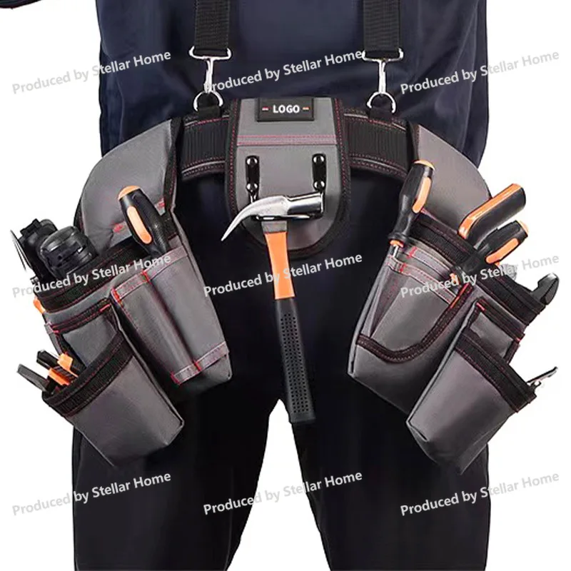 多機能電気技師用特殊ストラップウエストバッグ、オックスフォード素材の丈夫で耐摩耗性のあるショルダーツールウエストバッグ