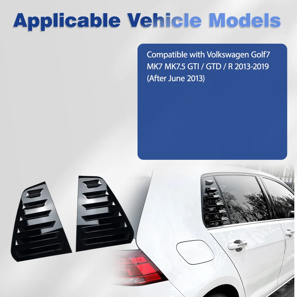 

2 шт., крышка заднего окна, боковая жалюзи, вентиляционное отверстие, жалюзи, накладка, спойлер для Golf7 MK7 MK7.5 GTI/GTD/R 2013-2019