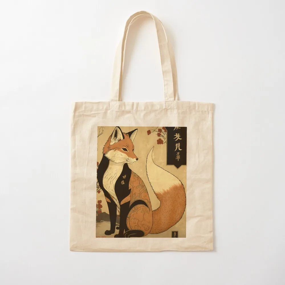 

Ornate Japanese Fox Tote Bag sac pour femme Canvas shoulder bag Cloth bag Canvas Tote