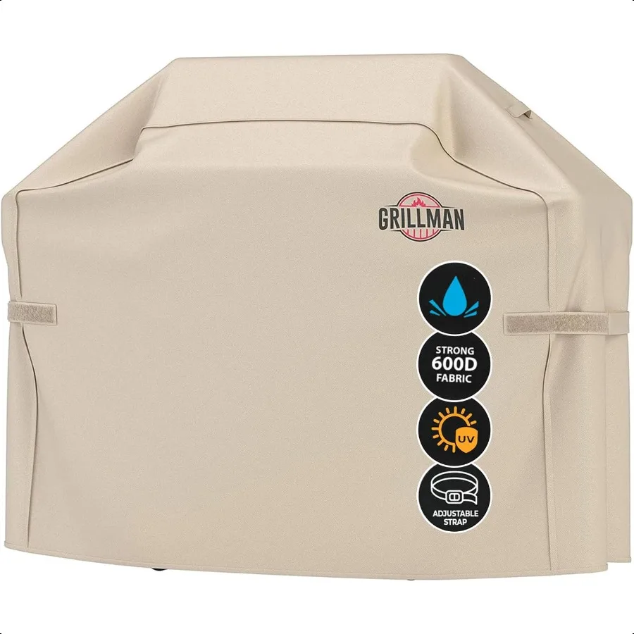 

Крышка для гриля от Grillman Tan 60-дюймовые крышки для барбекю на открытом воздухе, угольные газовые грили, водонепроницаемые, устойчивые к рванам, устойчивые к атмосферным воздействиям, анти-УФ-ба