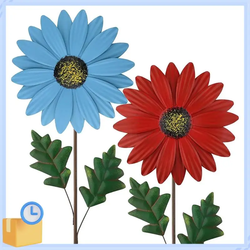Populaire rode metalen Daisy Garden Stakes Decor, metalen bloemstok buitendecoraties, 3D Daisy Stake Yard Art voor muur gemakkelijk te gebruiken