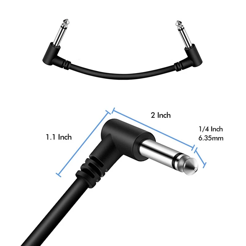 Cable de parche de guitarra, Cables de Pedal de efecto de guitarra, negro, paquete de 6