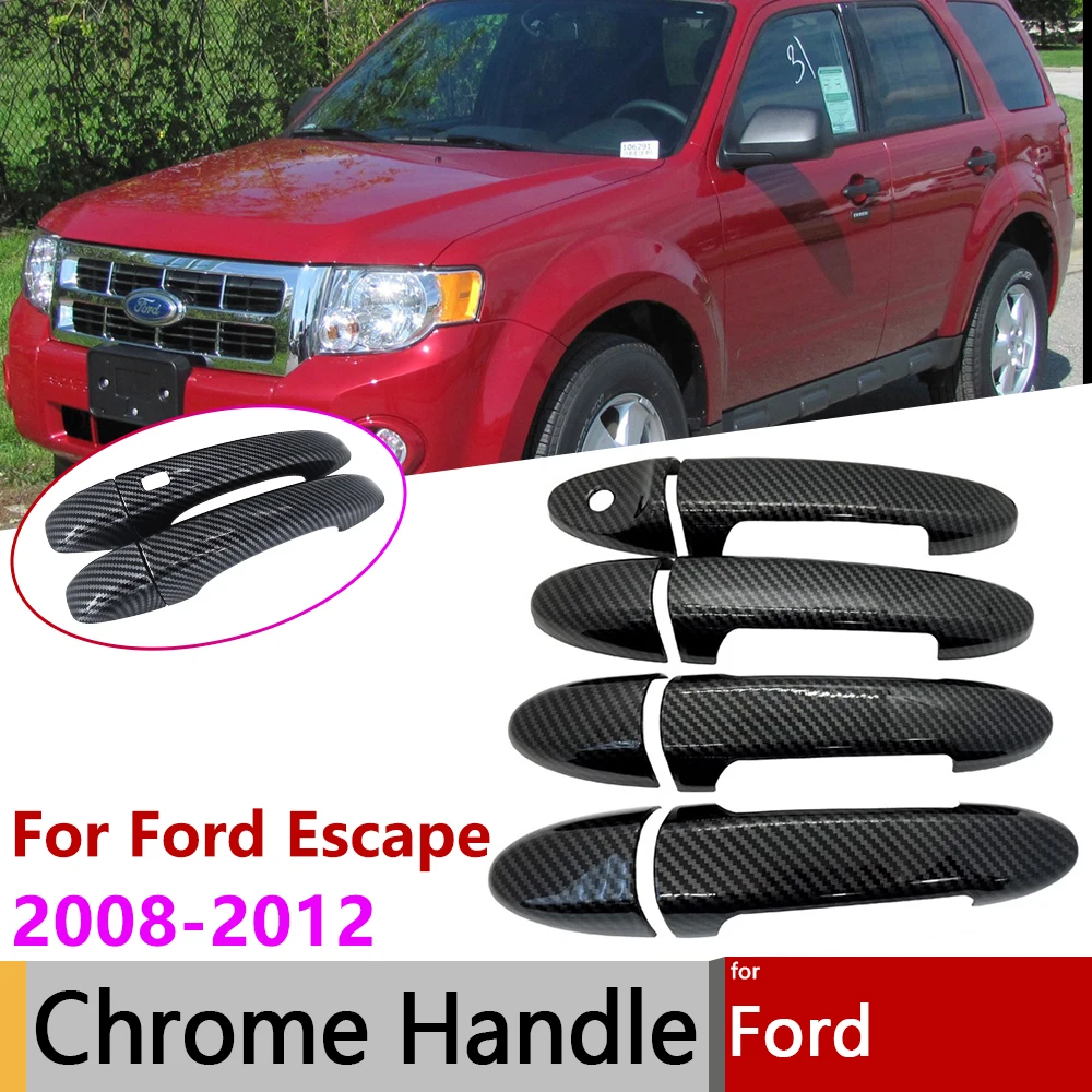 

Для Ford Escape Mazda Tribute Mercury Mariner 2008 ~ 2012 глянцевый черный углеродное волокно хромированная крышка дверной ручки отделка внешняя наклейка