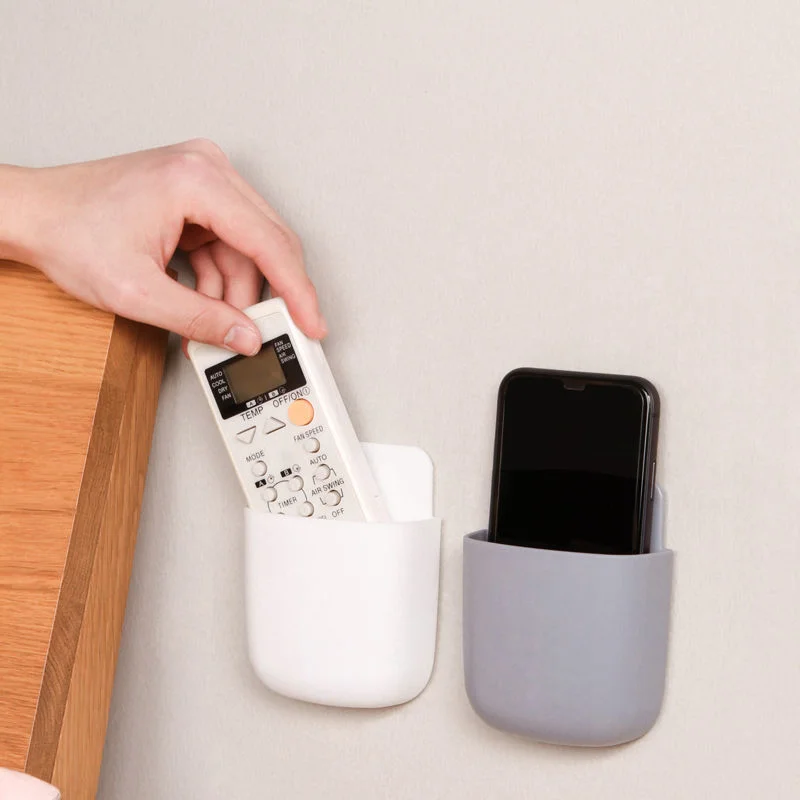 1pcs Wall Mounted Storage Box Mobile Phone Plug Holder Stand Rack Remote Control Storage Organizer Case For Air Conditioner TV