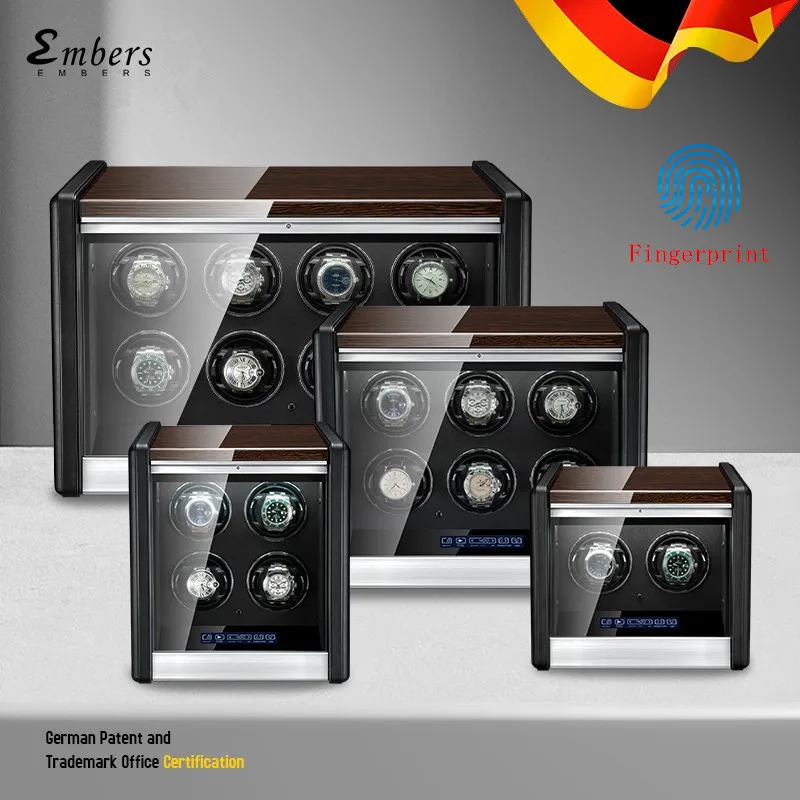 

Embers Watch Winder 2022 New Luxury Mechanical Watch Wood Shaker Smart Fingerprint Lock 2Slots-8Slots