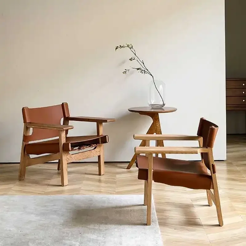 كرسي بذراعين خفيف الوزن لغرفة النوم، كرسي مريح من الجلد، أثاث صالة غرفة المعيشة للبالغين، كسول للاسترخاء، أثاث منزلي إسكندنافي