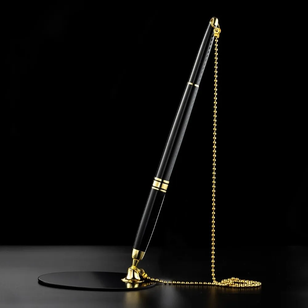 Professional Metal Desk Pen Fixed Chain Comfort Grip Sticky Desk Pen Smooth Ink Rotating Design Security Pen Bank Use