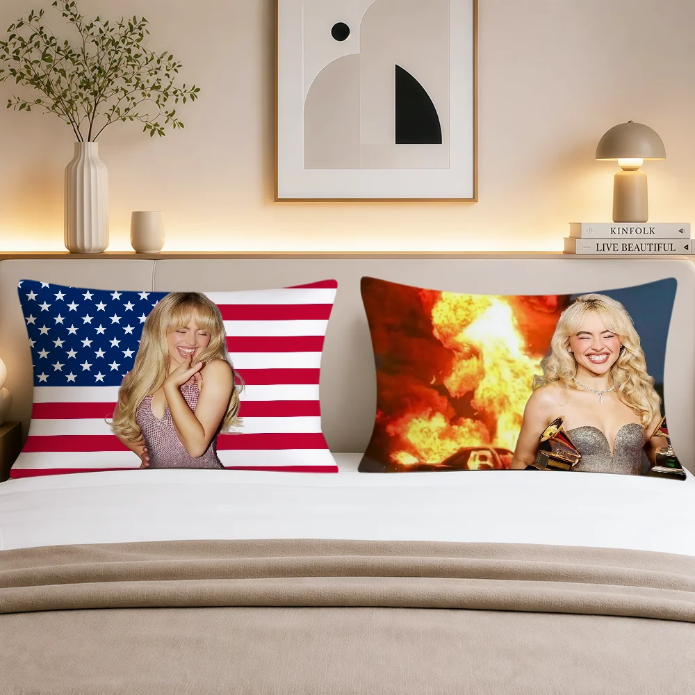 Fotografia 4: Capa de Almofada Retangular Macia com Tema de Meme Pink Pop da Cantora Sabrina Carpenter, para Decoração de Casa, Sofá, Sala de Estar, Quarto e Dormitório, Presente