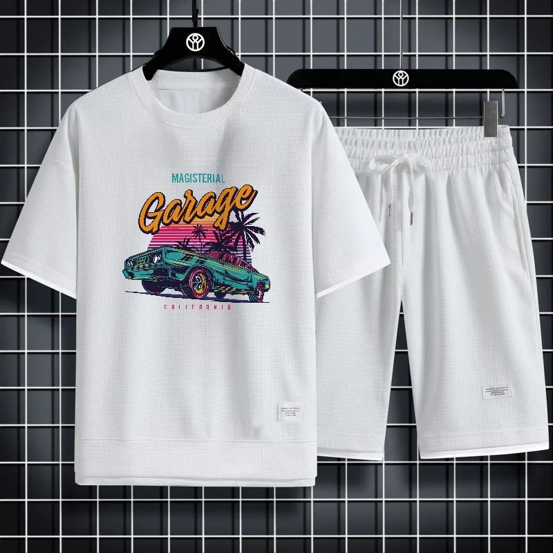 

2025 summer Fashion Sport T-shirts+shorts men's set Thin Leisure Outfit Set for Men Stylish Comfortable Casual Wear ATV printing