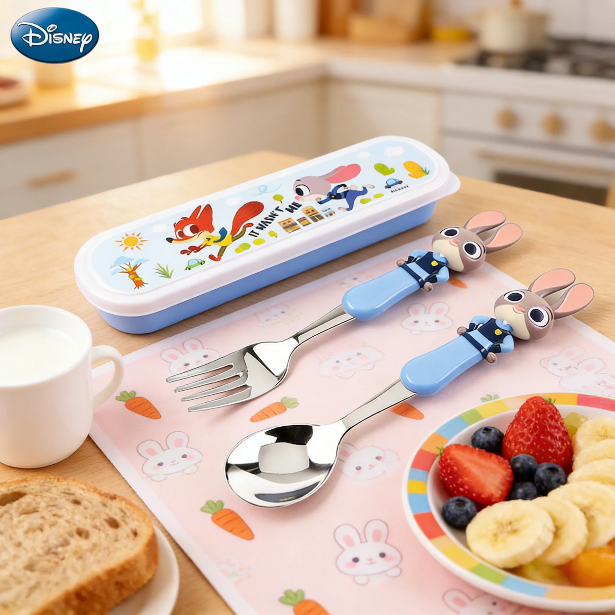 1PC Disney Officially Licensed Judy Hopps Modern Zootopia Food-Grade Stainless Steel Fork Spoon Boxed Set for Festive Occasions