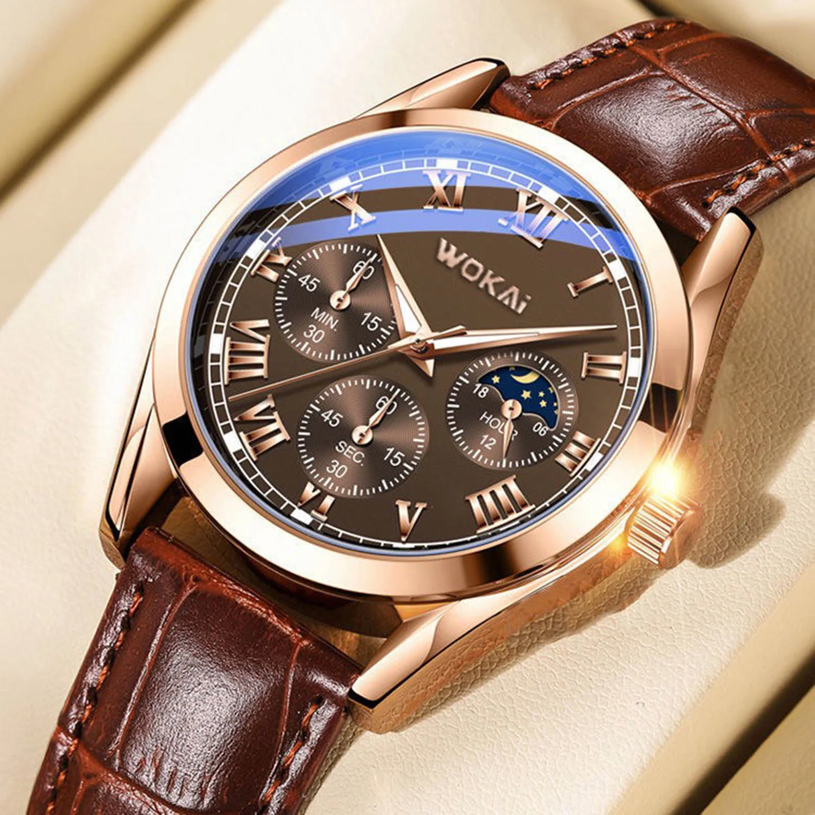 Business Quartz Watch Fashion PU Leather Strap Daily Quarts Watches Suitable for Daily Dating Gift Wristwatch
