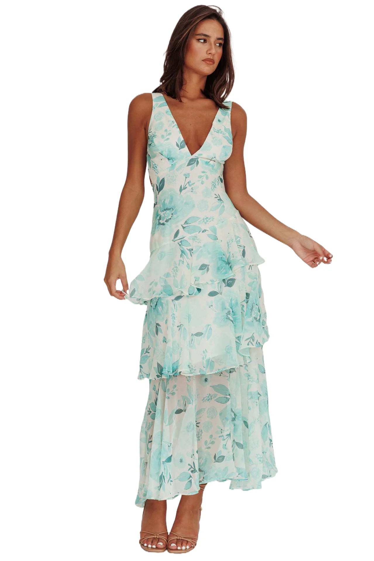 

Women's Sexy Dress Temperament V-neck Backless Lace Up Print Spring Summer Party Off Shoulder Sleeveless Jumpsuit Long Skirt