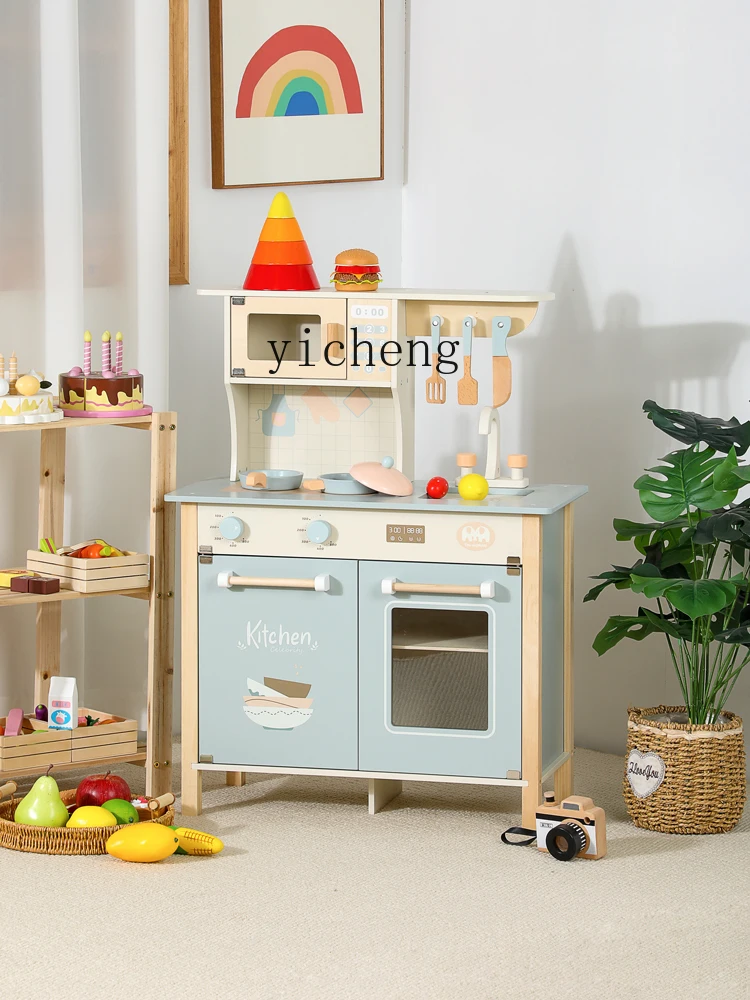 Tqh Children Play House Kitchen Toy Simulation Tool Cooking Wooden Kitchenware Birthday Gift