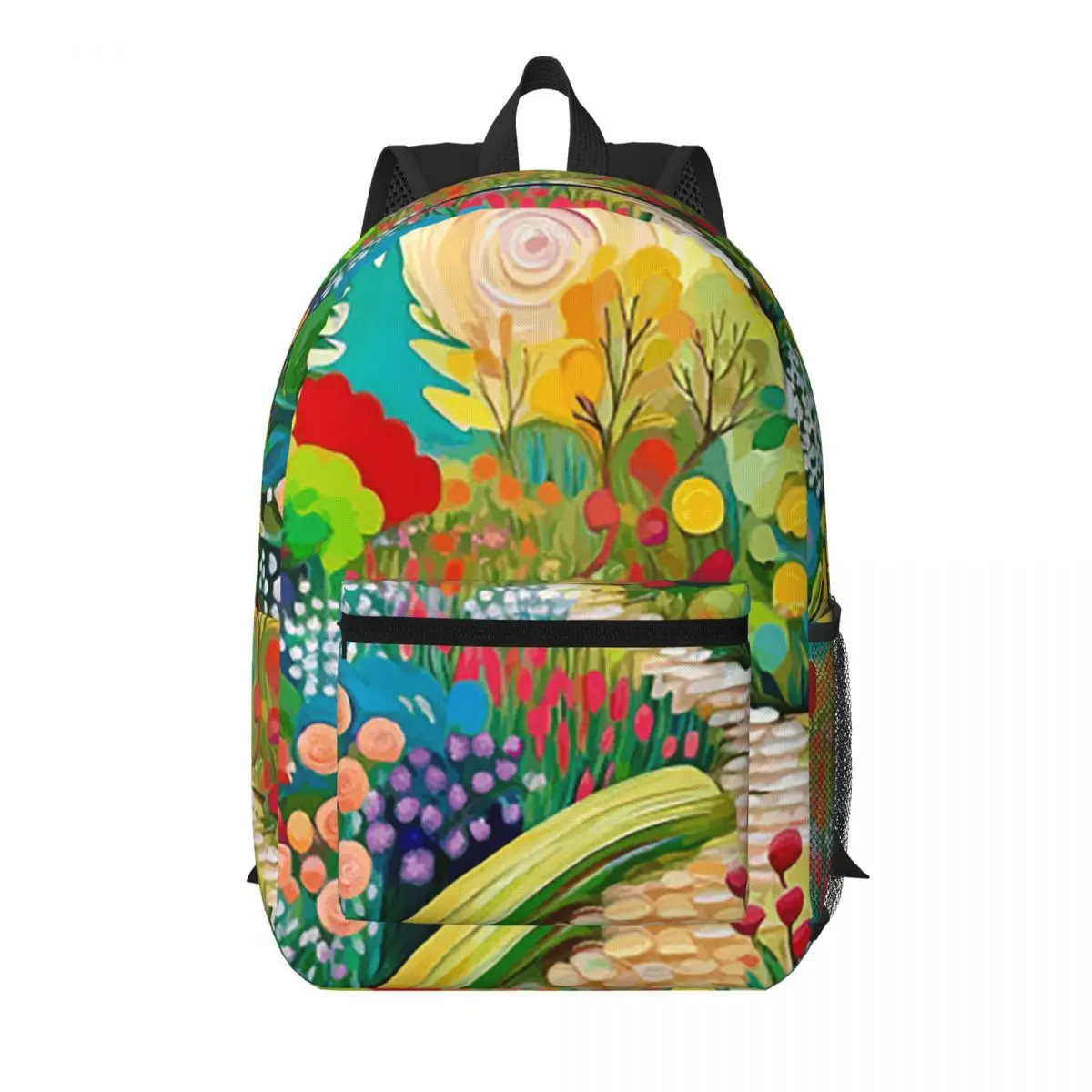 Gustav Klimt Flower Garden With Cottage Student Backpack School Bag Hiking Travel Daypack for Men Women Bookbag Shoulder Bags