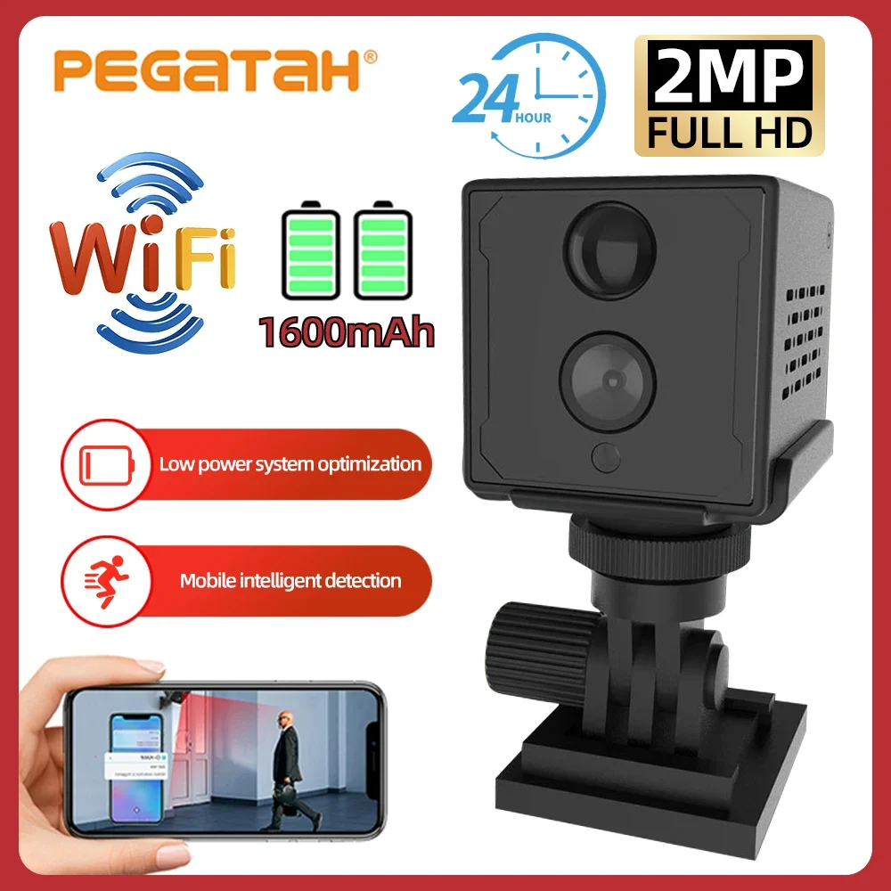 

Mini Wifi Security Camera 2MP Hidden IP Camera 1600mAh Big Battery Low Power Voice Intercom CCTV Camera Okam APP