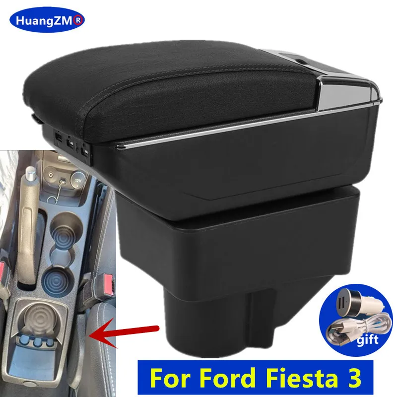 

For Ford Fiesta Armrest box For Ford Fiesta 3 2011-2018 Car Armrest box storage Box Interior Dedicated Retrofit Car Accessories