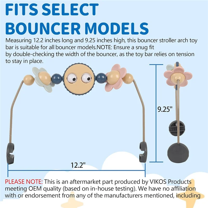T84c-arco de carrinho de bebê bouncer com olhos googly para assento de carro, para bebês acessório bouncer-fácil instalação-música incluída