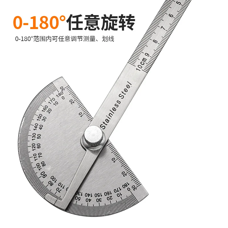 Goniometer Stainless Steel 180° Protractor Metal Ruler Multi Angle Measuring Ruler Carpentry Measuring Tool Digital Caliper