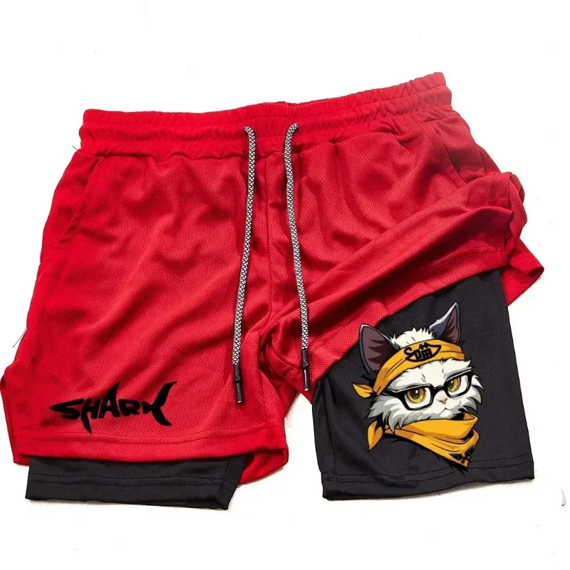 

2026 Men's 2-in-1 Printed Sports Shorts, Fitness Training Running Jogging Double Layer
