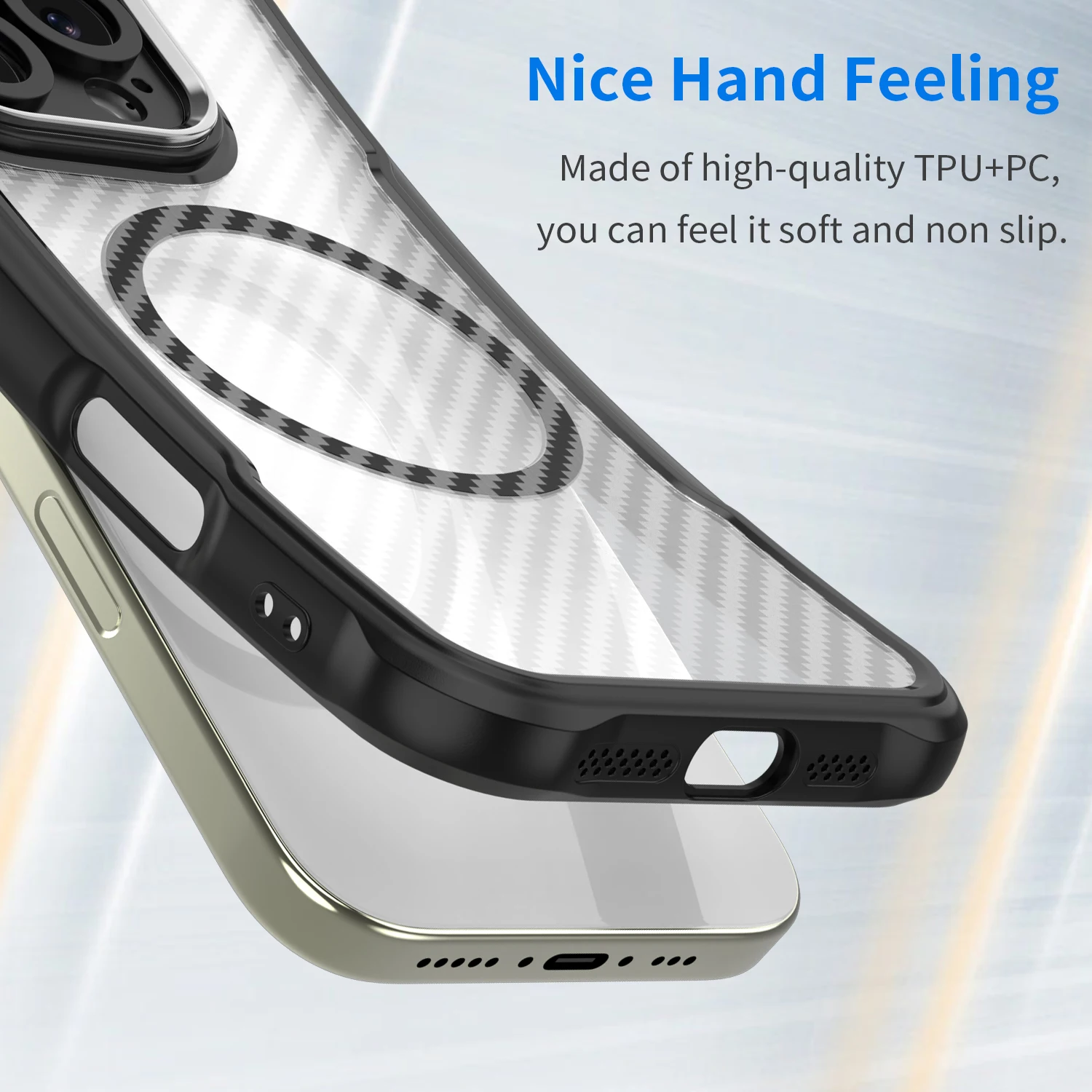 Magnetic Carbon Fiber Pattern TPU+PC Case For iPhone 16E iPhone16E SE 2025 SE4 5G ShockProof Alloy Lens Phone Cover