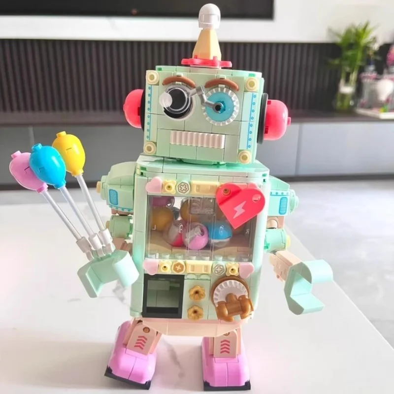 JAKI Building Blocks Capsule Robot Twist Table Top Game Machine Creative Handmade Diy Decorative Pieces  Toy Birthday Gifts