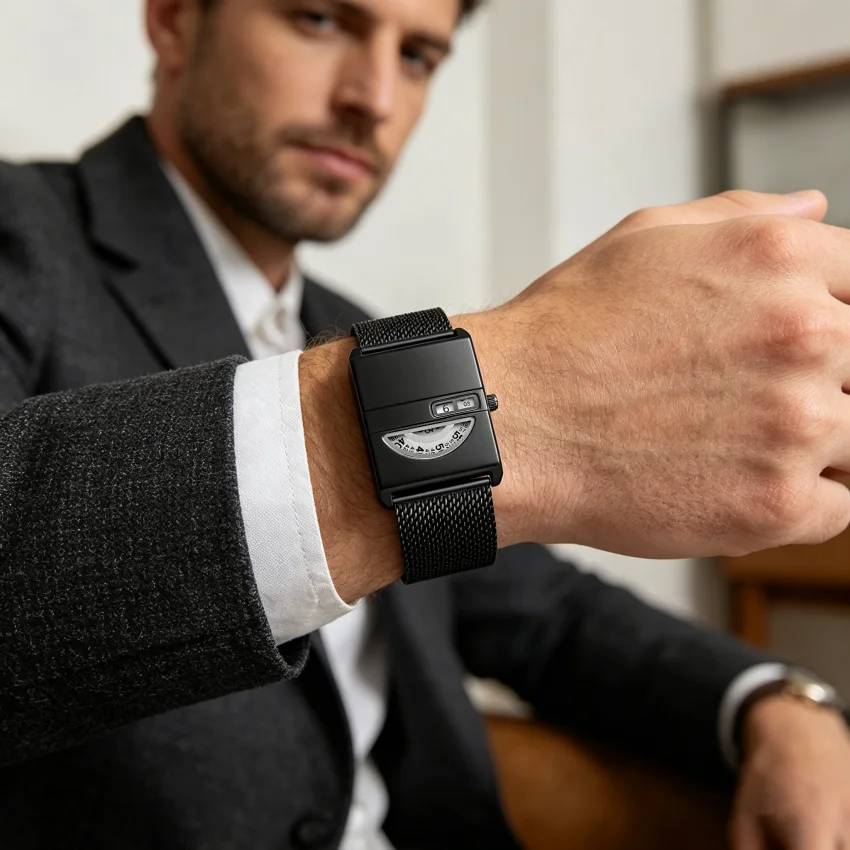 Square Niche Couple Watches Silver Mesh Wristband Bracelet New-style Trendy Men Timepiece Fashionable Gift Unisex Quartz Watch