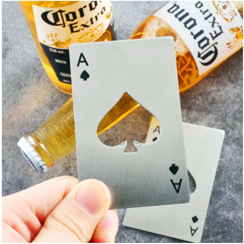 Ace of Spades Credit Card Size Bottle Opener Creative Playing Card Shaped Portable Stainless Steel Bottle Opener