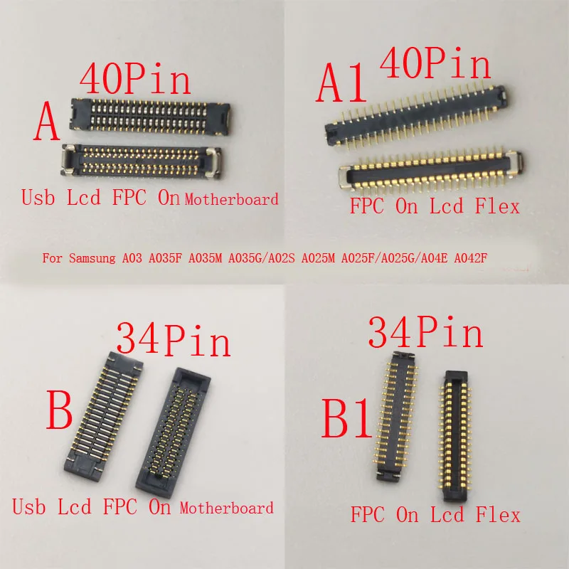 

2-20 шт. ЖК-дисплей FPC Разъем USB-зарядное устройство Разъем для зарядки для Samsung Galaxy A03 A035F M G A02S A025F A04E A042F 34 40-контактный