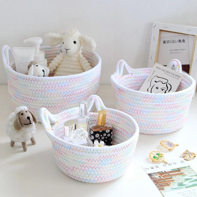 Cotton Cat Ear Shape Desktop  Basket Clothing Cosmetics Sundries Toys Bedroom Dresser  Decor Laundry Organizer Supply Mp player