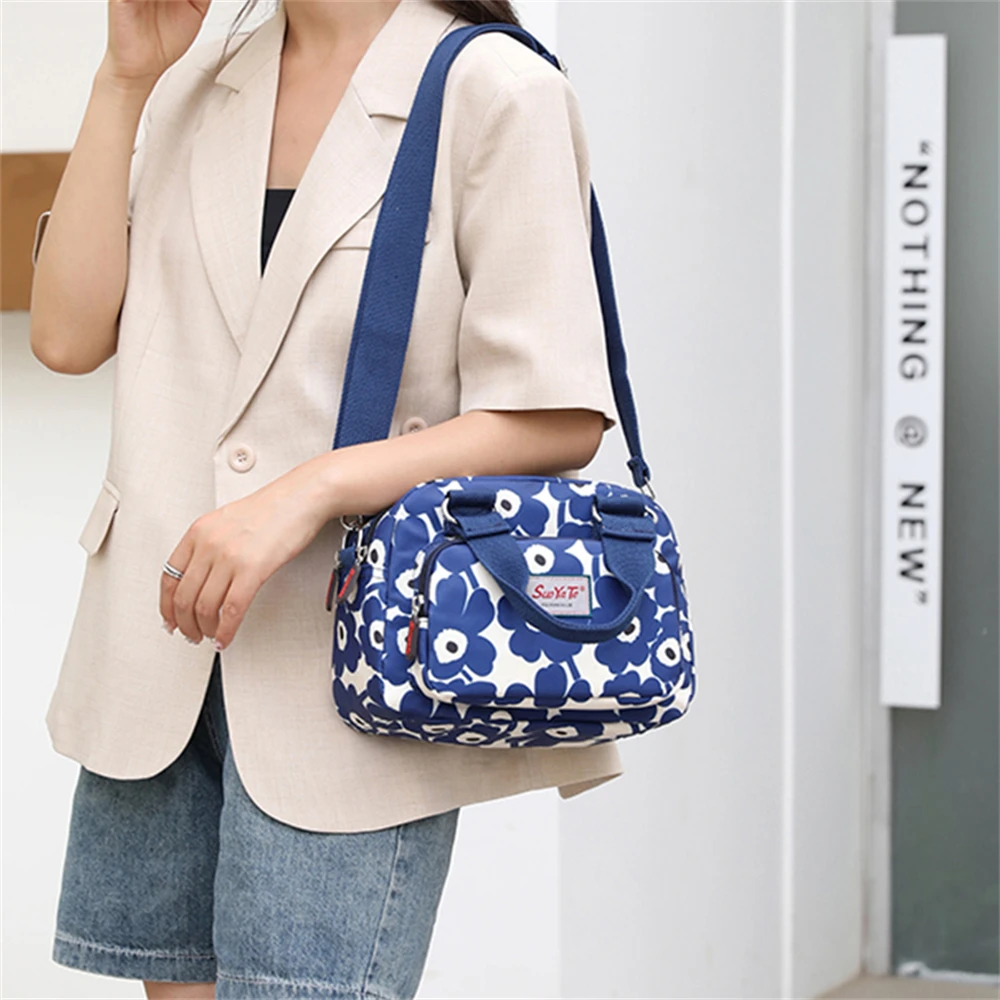 Multifunctional Flower Pattern Design Ladies Handbag Fashion Quality Nylon Ladies Shoulder Bag New Women Crossbody Bags Bolsos