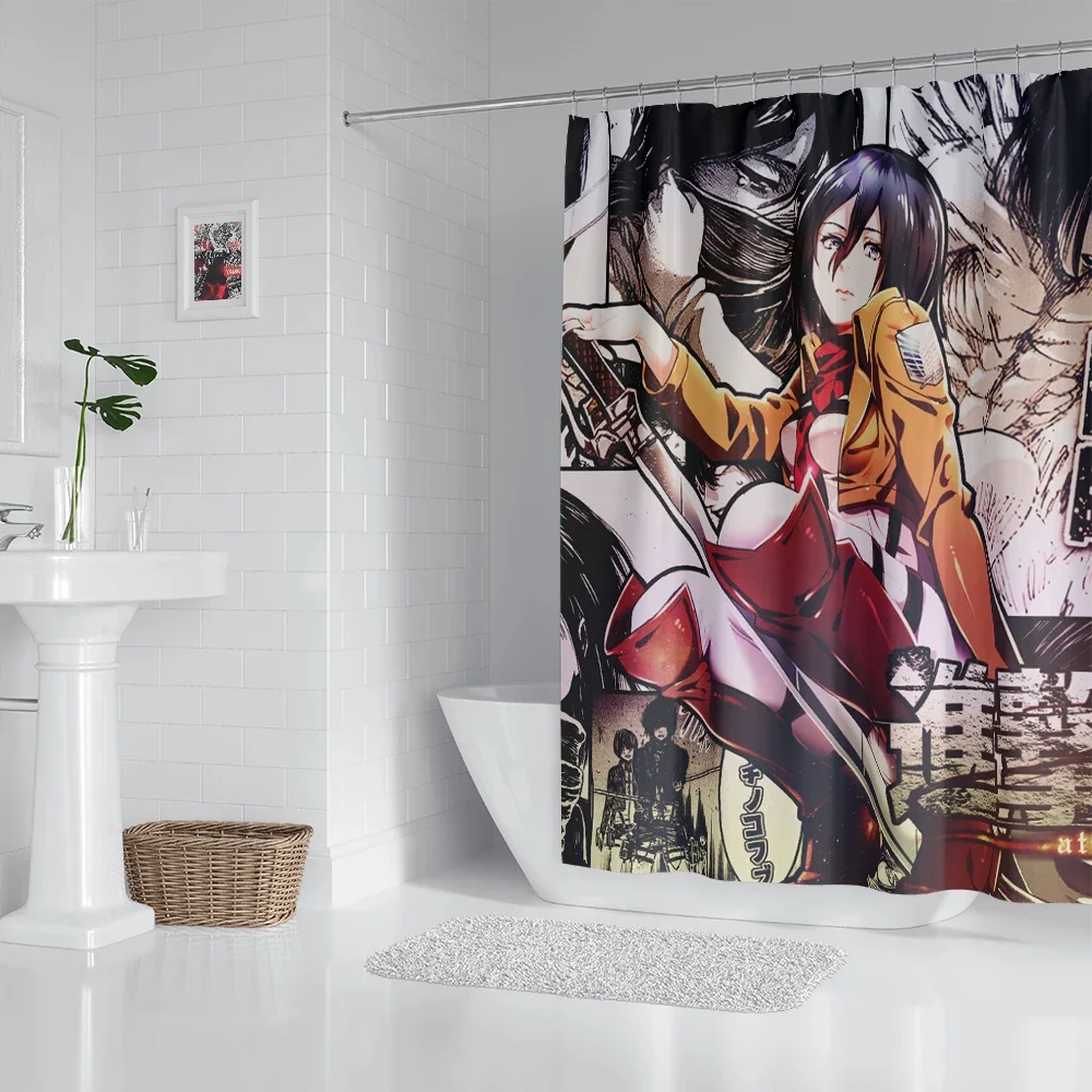 Anime Shower Curtain With Hook Bathroom Curtain Bathroom Decor Anime Decor bathroom accessories shower curtains for bathroom