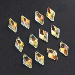 20PCS Colorful Rhombus Crystal Beads Glass Prism Pendant Chandelier Parts Refract Sunlight Charms Suncatcher Jewelry Accessories