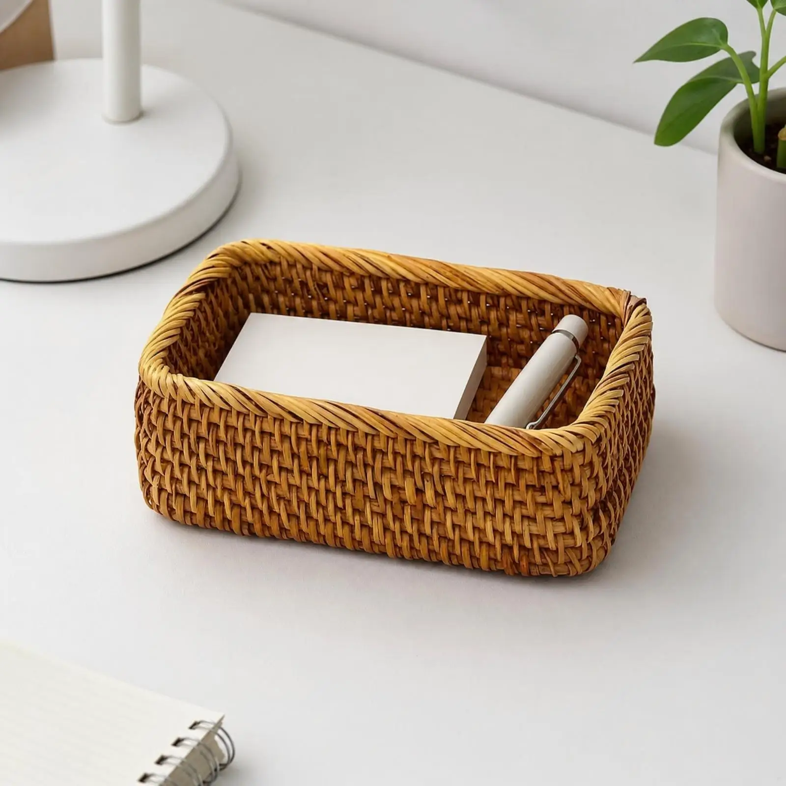 Sturdy Braided Basket with Open Top for Vanity Shelf and Tabletop Storage