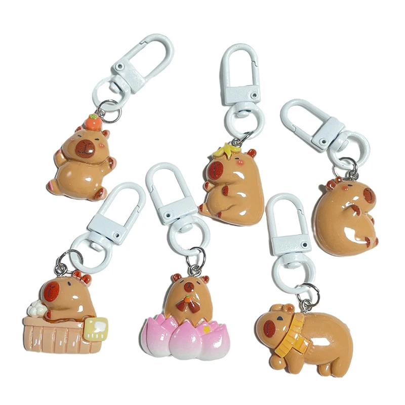 Resin Capybara Keychain Funny Capibara Bag Hanging Pendant Cute Funny Fashion Animal Keyring Cute Key Accessories