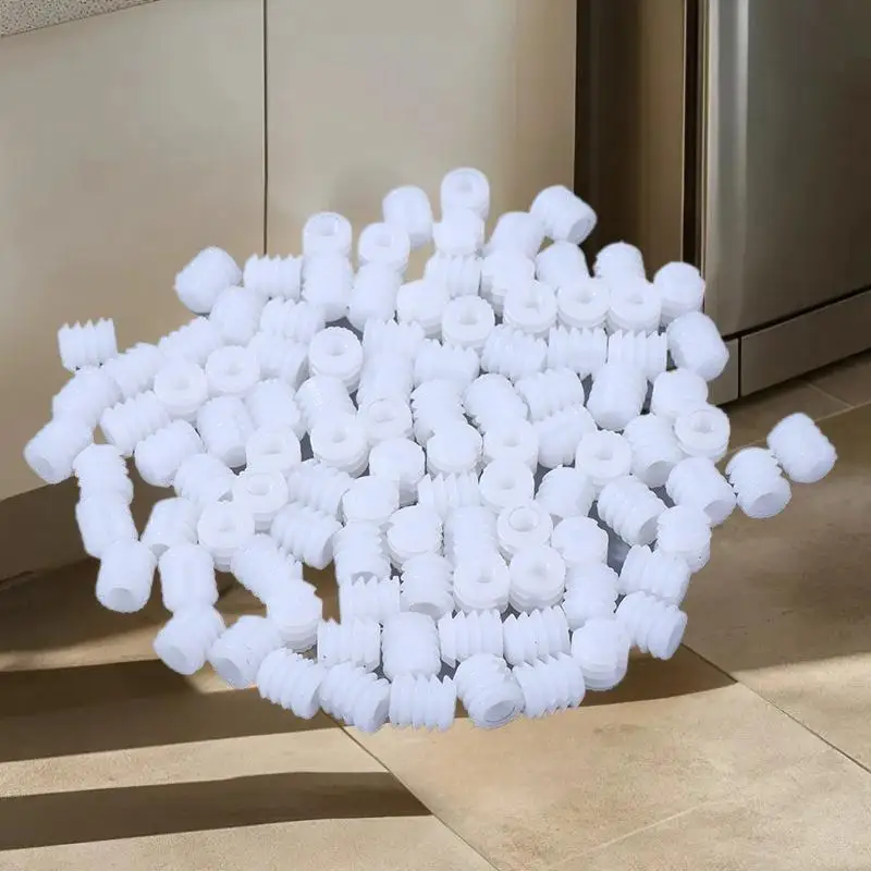 100Pcs White Plastic Dowels Durable Nut Kit Screw Dowel Inserts Bathroom Kitchen Plastic Pre-embedded Rubber Pellets