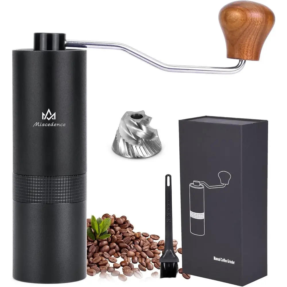 

Adjustable Double-Bearing Manual Coffee Bean Grinder for Precision Home and Camping Use