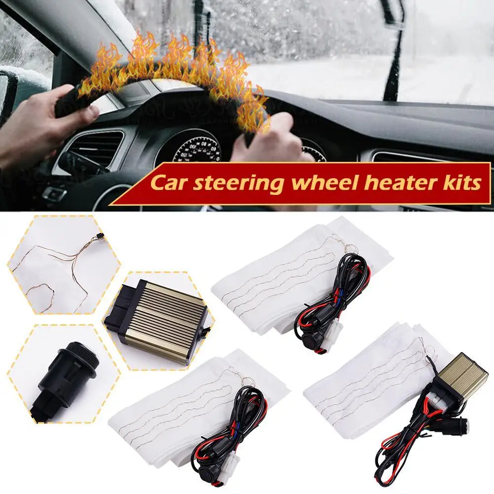 Winter Car Heated Steering Wheel Cover DIY Kit Auto Heater Pad Universal Round Switch Hand Warmer Accessories VAN Truck SUV