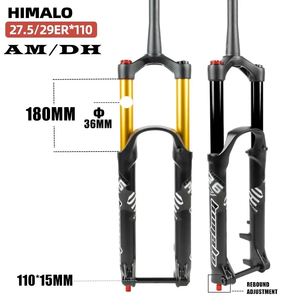 2024 Suspension fork DH AM downhill straight shaft power assist 110MM * 15MM travel 180MM mountain bike Mountain bike air fork